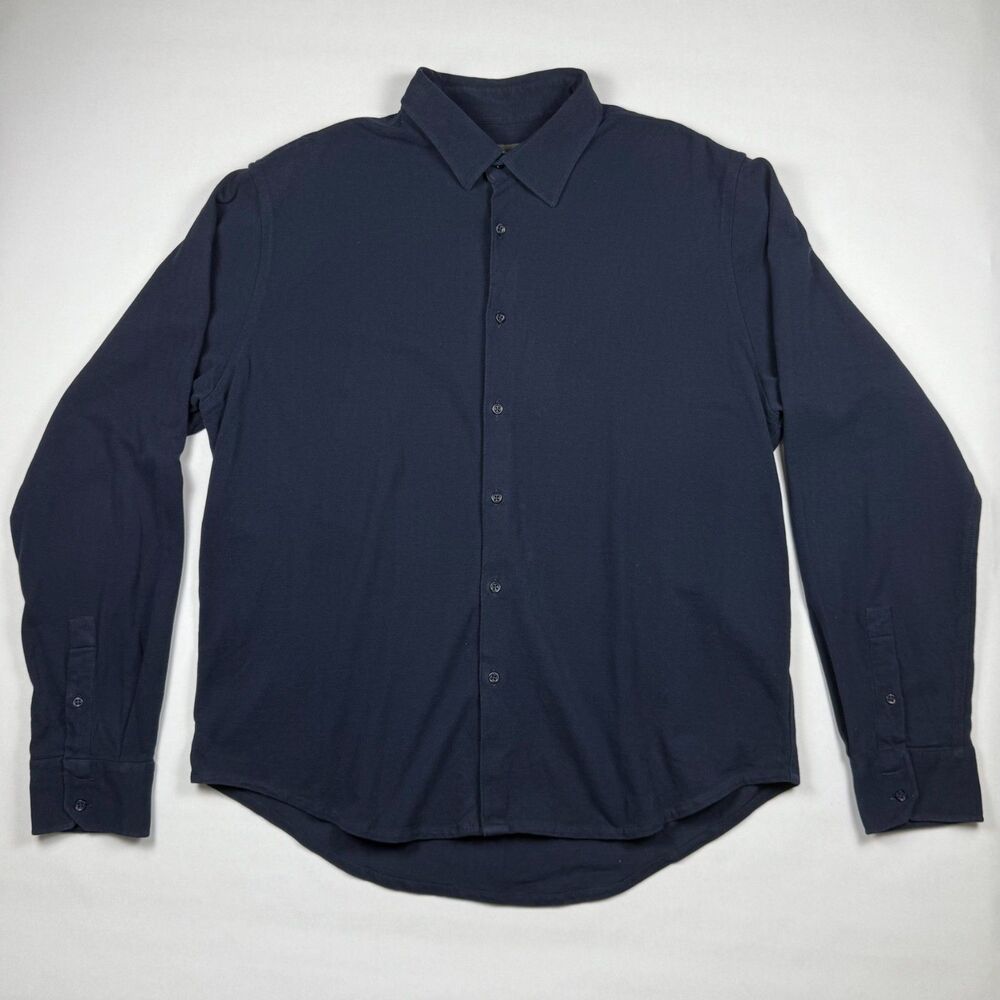 Emile Lafaurie Navy Long Sleeve Button Down Shirt Mens XXL